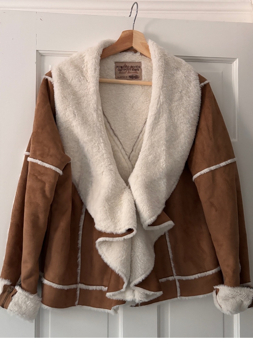 Powder River Outfitter Faux Shearling Teddy Jacket - Cream & Brown